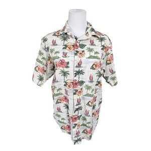 Red Head Brand Tropical Hibiscus Flower Hawaiian Shirt SMALL Vacation Cruise